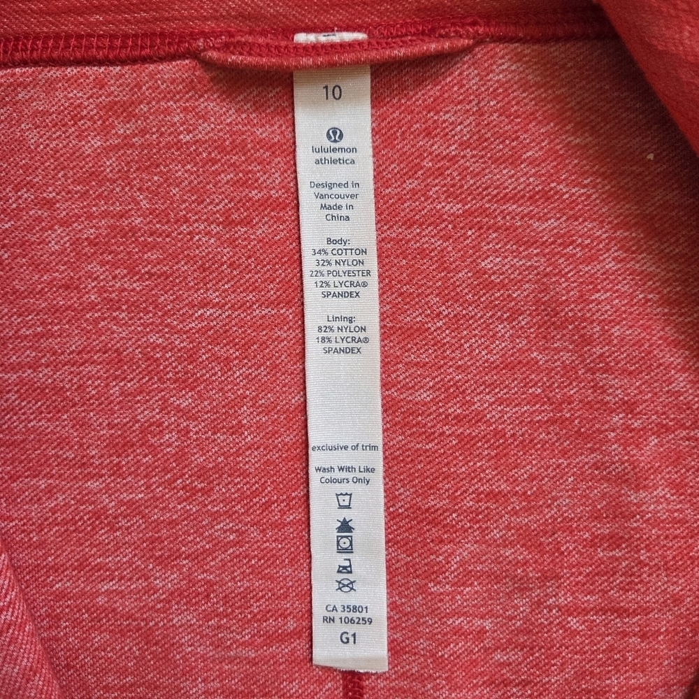 lululemon Athletica Red Heathered Full-Zip Jacket | Size 10 - Picture 5 of 5